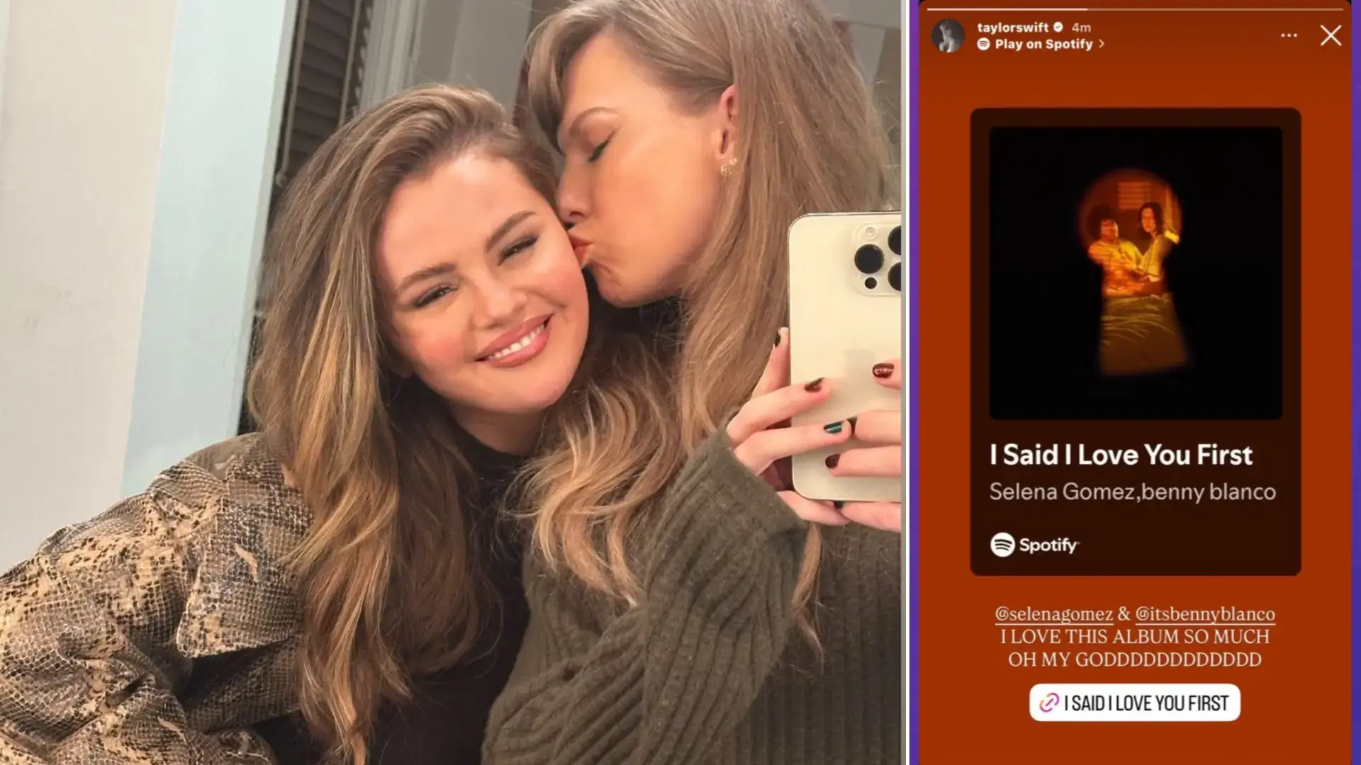 Taylor Swift returns to Instagram, praises Selena Gomez's album.