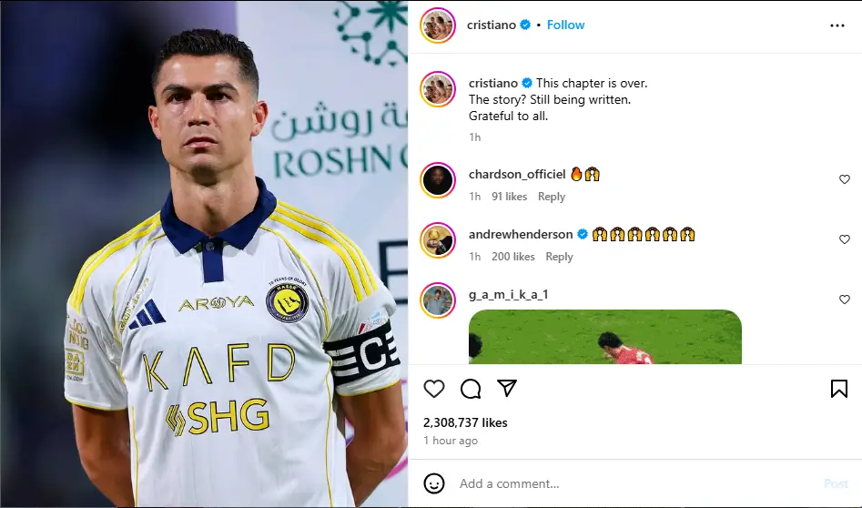 Cristiano Ronaldo Hints Al Nassr Exit With this Chapter Is Over Message