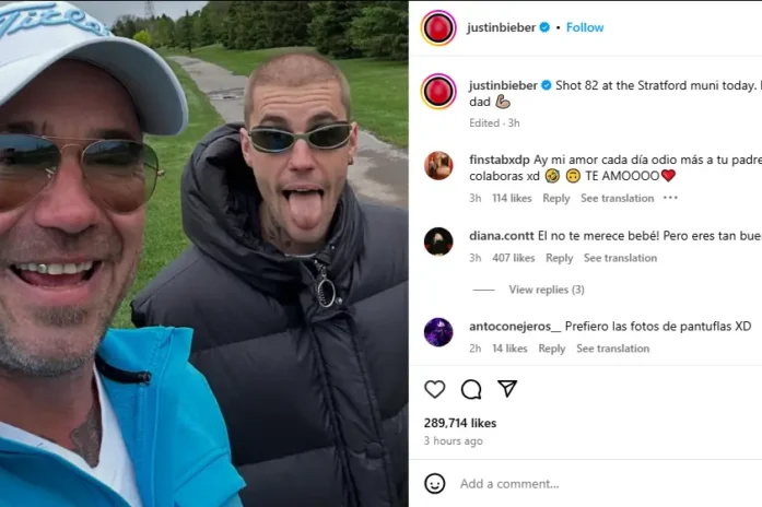 Justin Bieber Shares Rare Golf Photo With Father Jeremy In Canada Justin Bieber Shares Rare Golf Photo With Father Jeremy In Canada