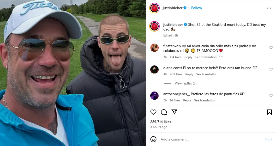 Justin Bieber Shares Rare Golf Photo With Father Jeremy In Canada
