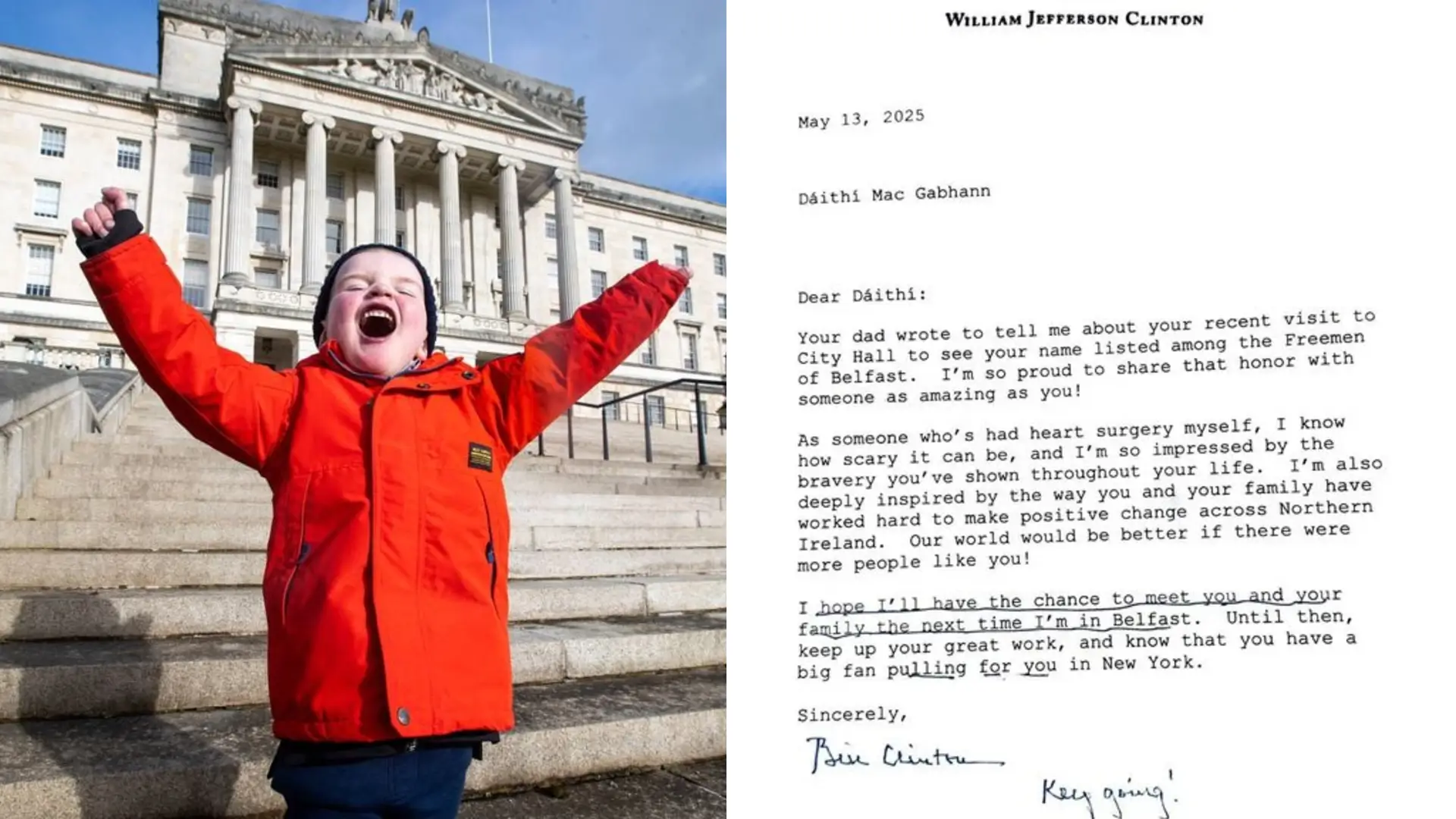 Bill Clinton Drops Emotional Letter To Belfast Kid Waiting For Heartsays World Needs More Like Him