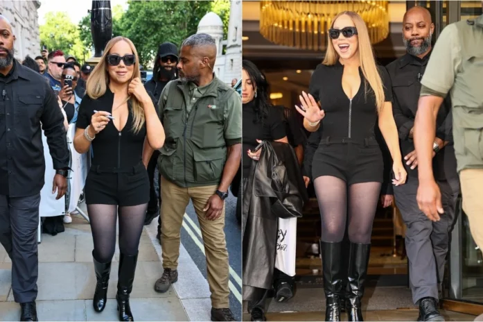 Mariah Carey Turns London Hotel Exit Into A Fashion Moment In Bold Black Bodysuit Mariah Carey Turns London Hotel Exit Into A Fashion Moment In Bold Black Bodysuit